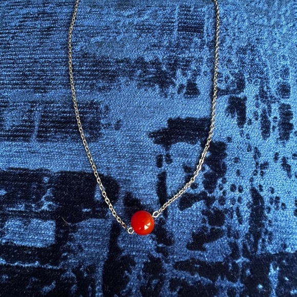 Natural Carnelian Necklace Silver Chain - Picture 3 of 6